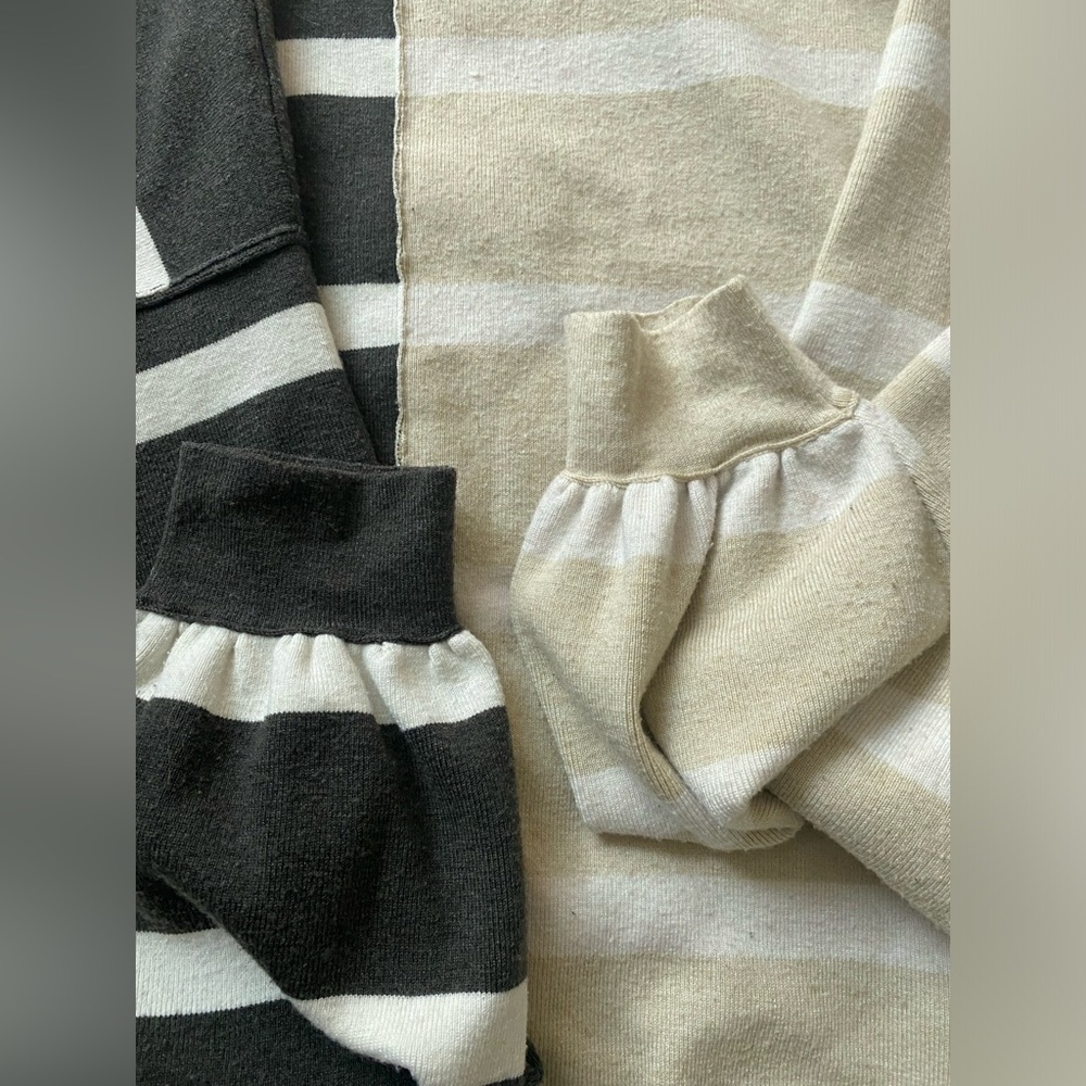 Free People Uptown Stripe Crewneck Pullover Sweater Oatmeal Combo Small - Picture 8 of 11